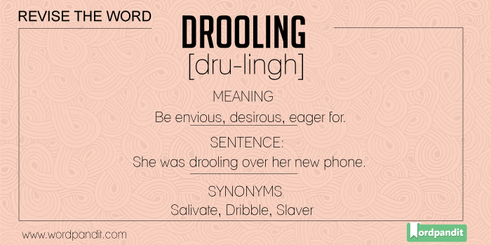 meaning, picture, sentence for drooling