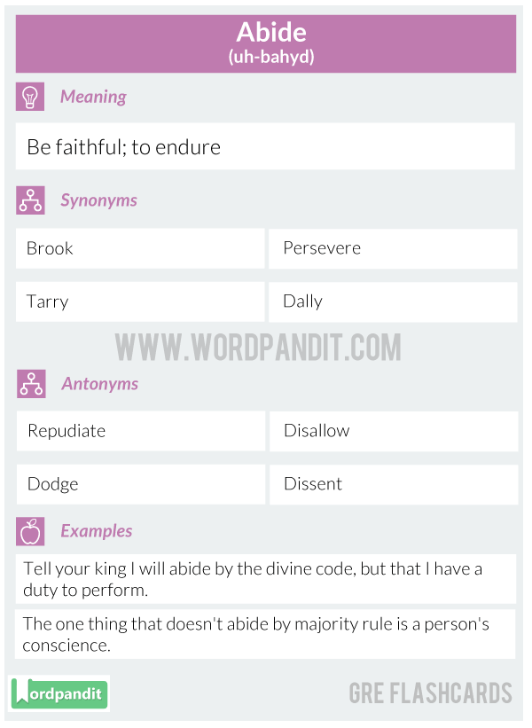 Abide GRE Vocabulary Flashcard