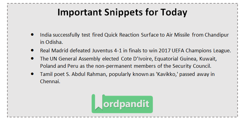 Current Affairs Quiz June 4 2017