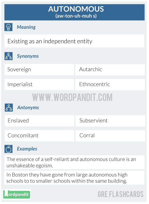 AUTONOMOUS-GRE-FLASHCARD