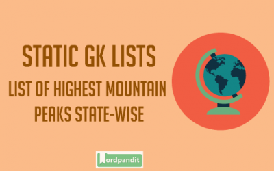 List of Highest Mountain Peaks State-wise
