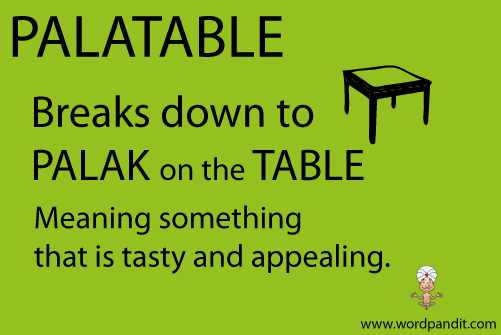 picture and mnemonic for palatable