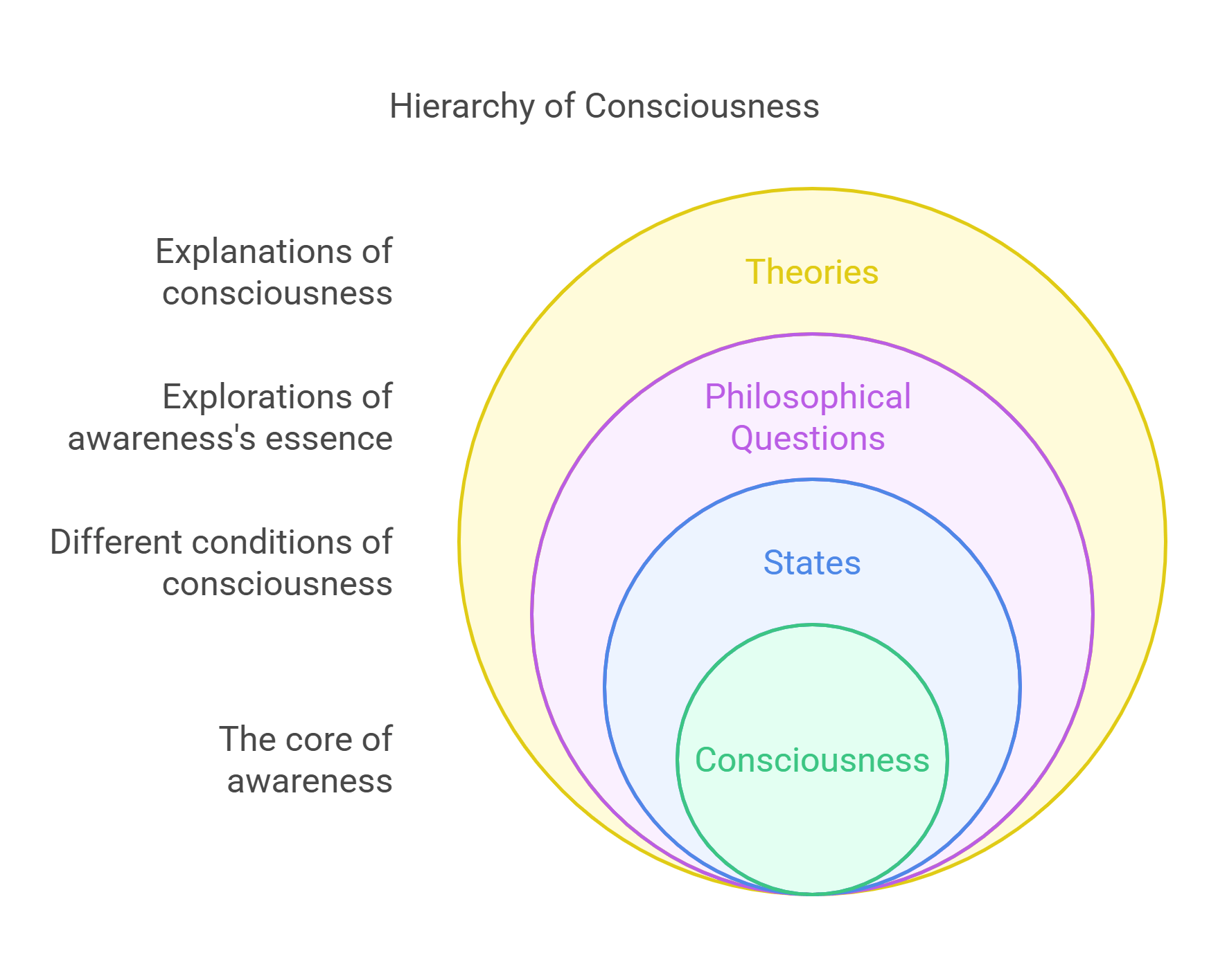 Hierarchy Of Consciousness Theories, States, And Awareness