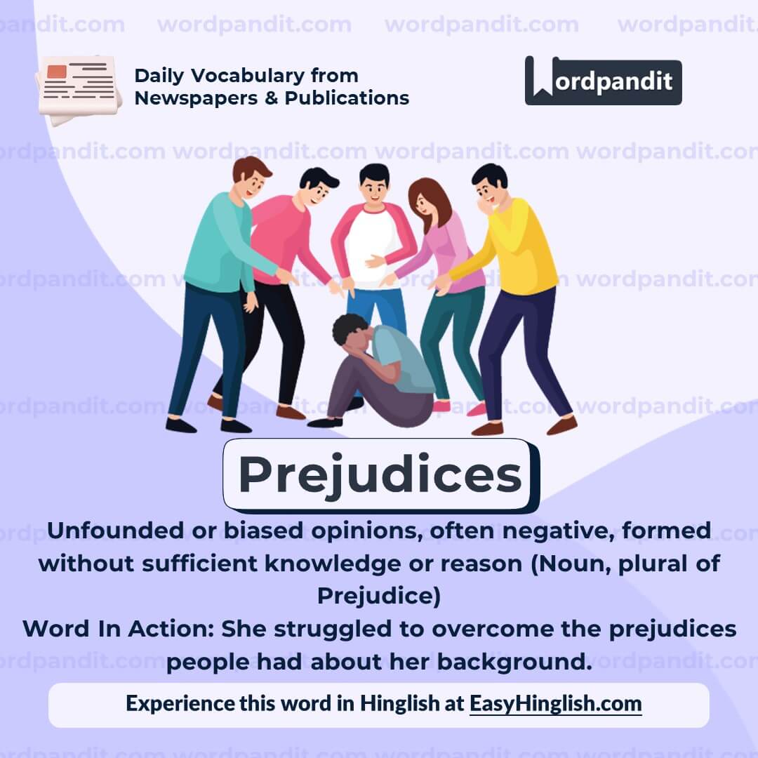 Prejudices Vocabulary Post