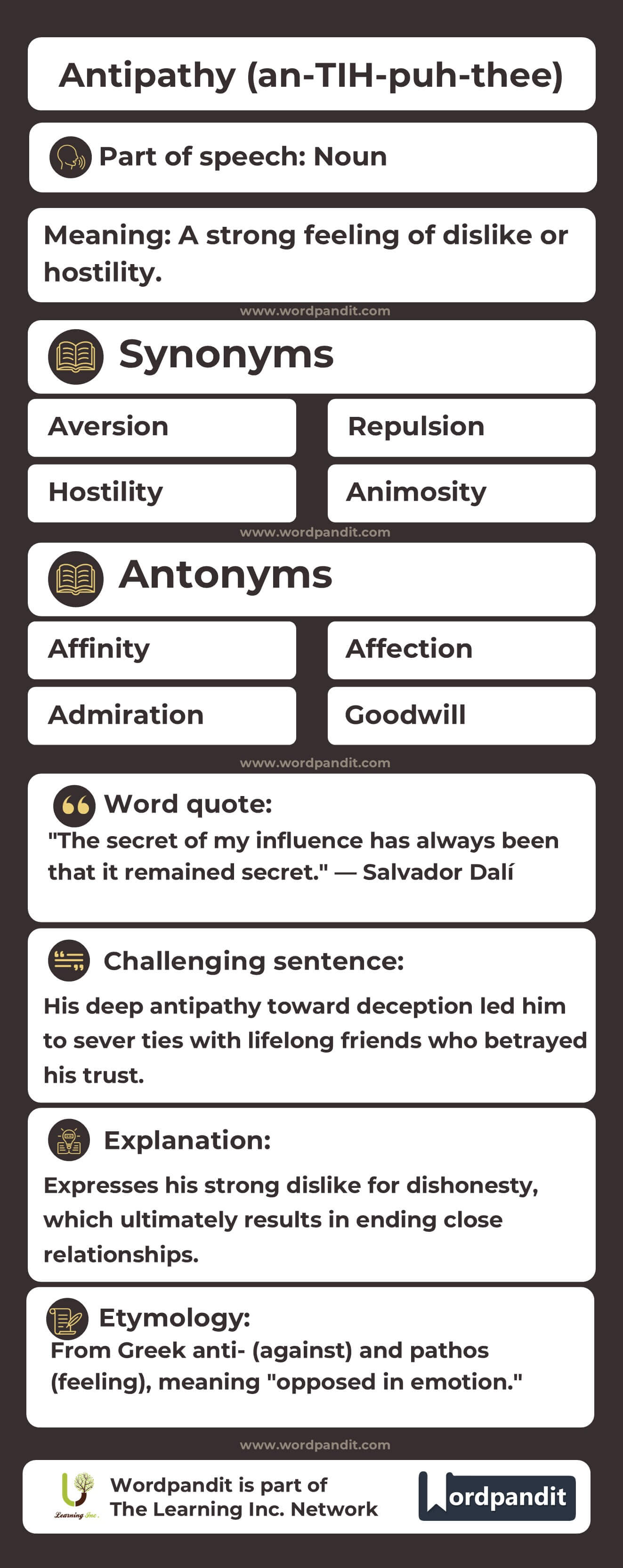 Antipathy Flashcard