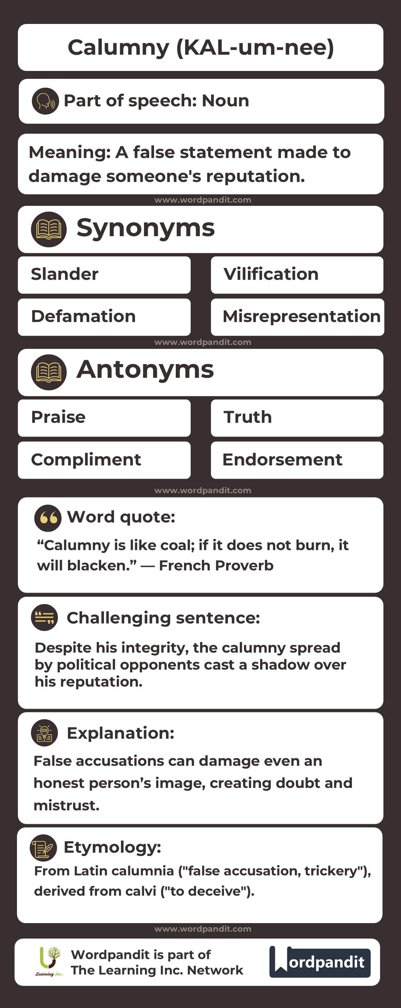 Calumny Flashcard