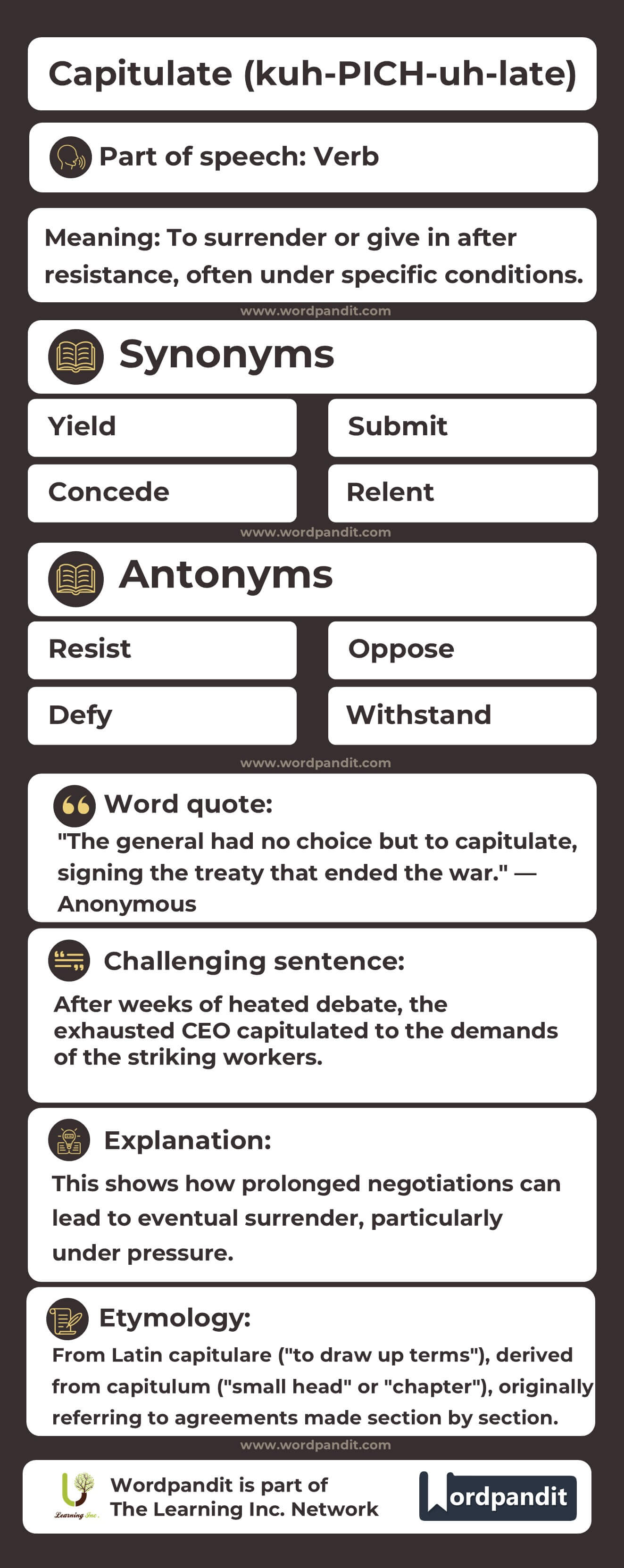Capitulate Flashcard