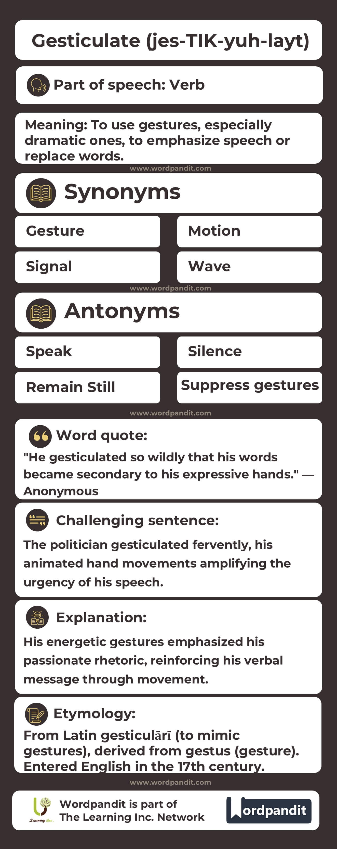 Gesticulate Flashcard