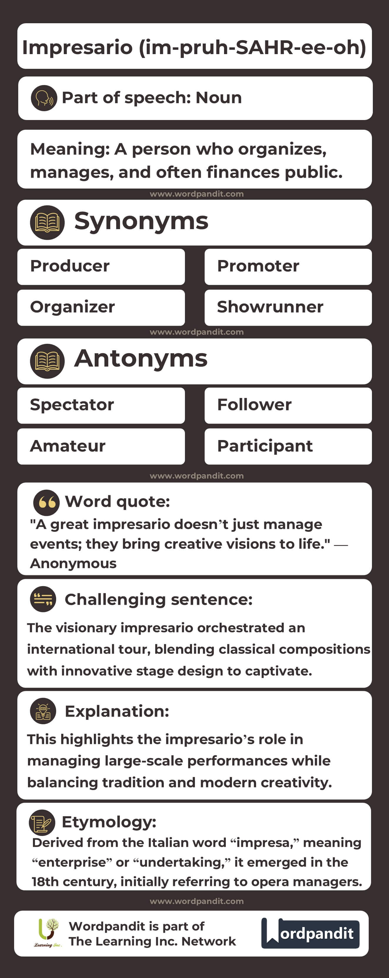 Impresario Flashcard