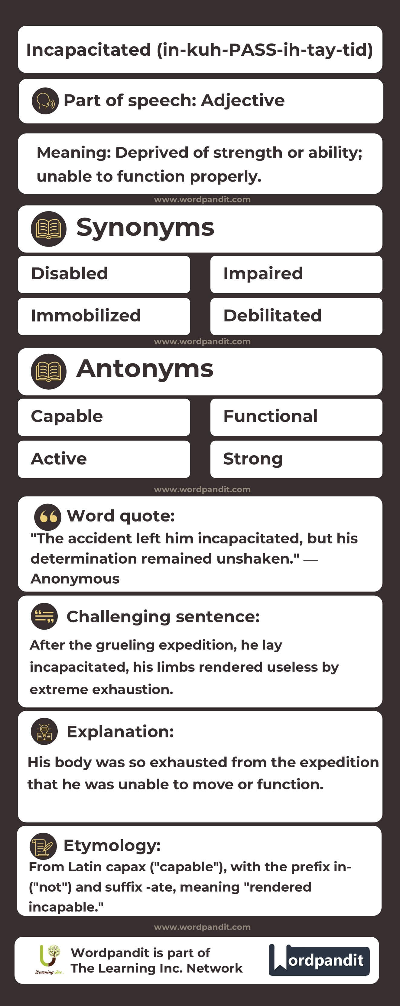 Incapacitated Flashcard