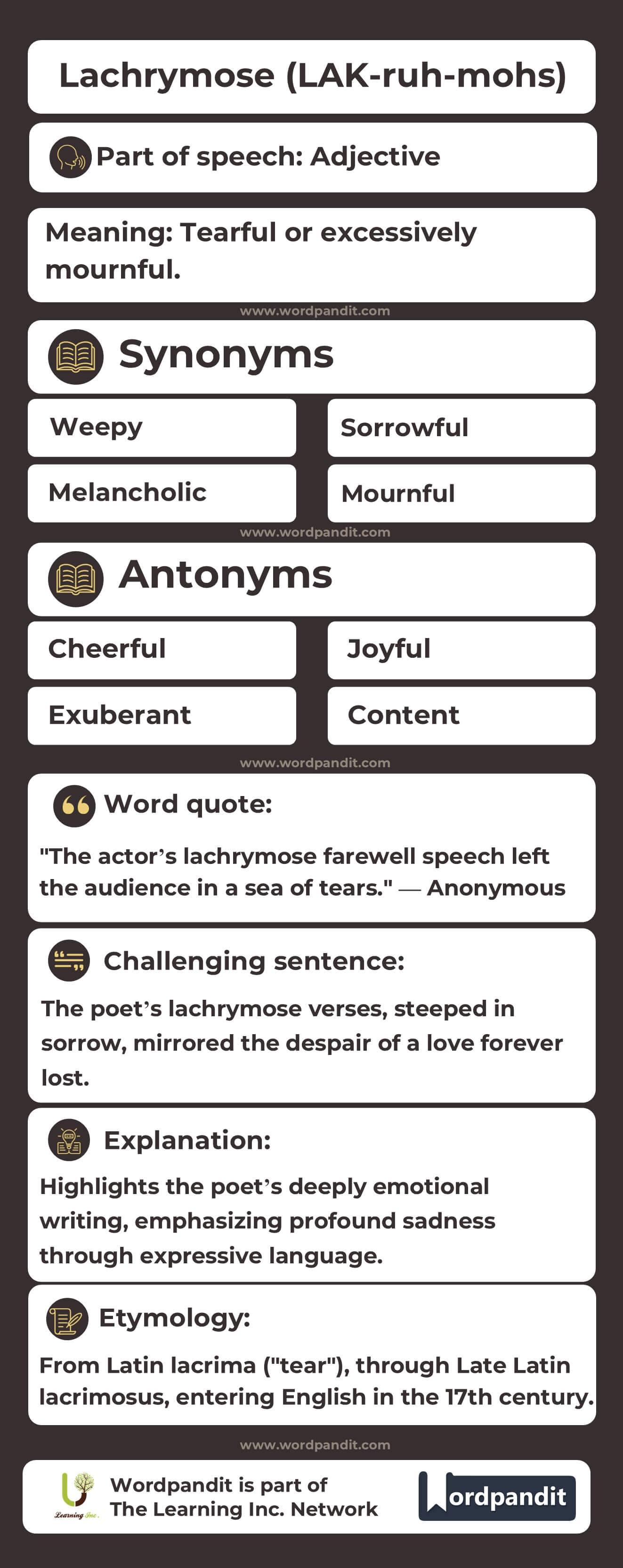 Lachrymose Flashcard