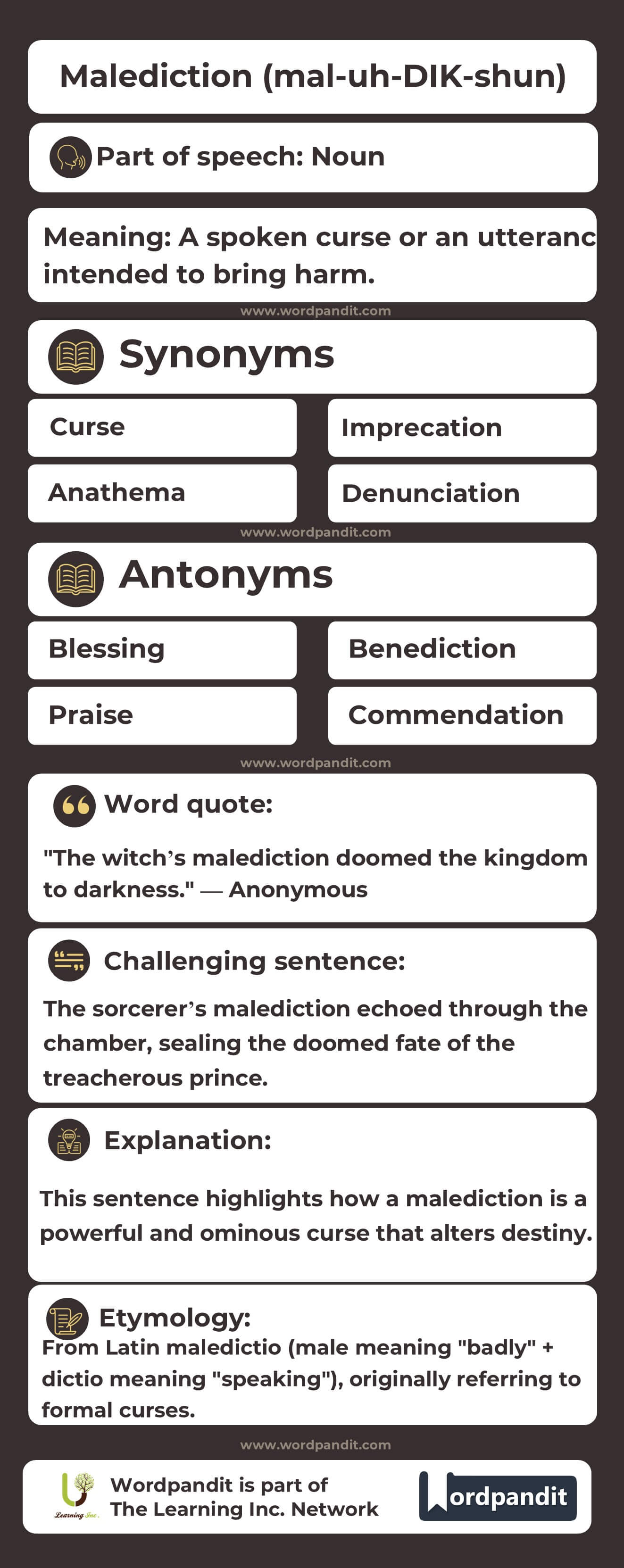 Malediction Flashcard