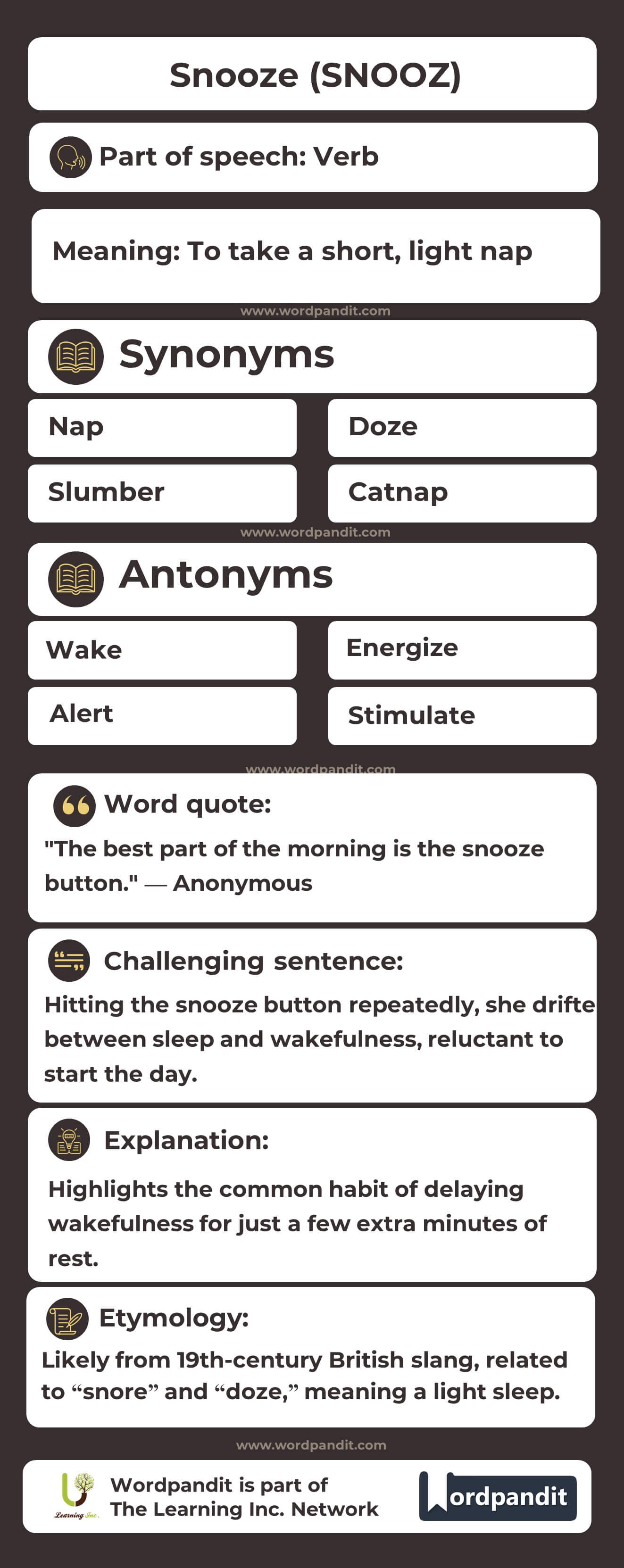 Snooze Flashcard