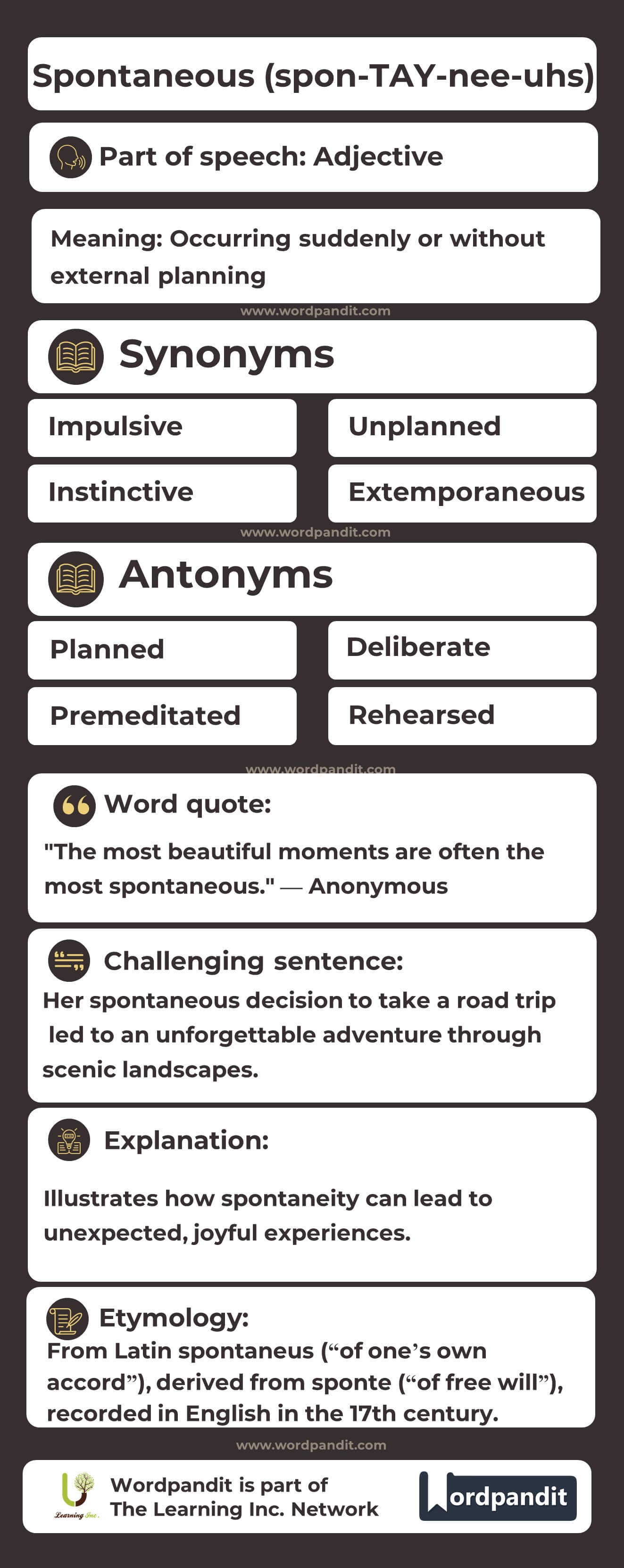 Spontaneous Flashcard