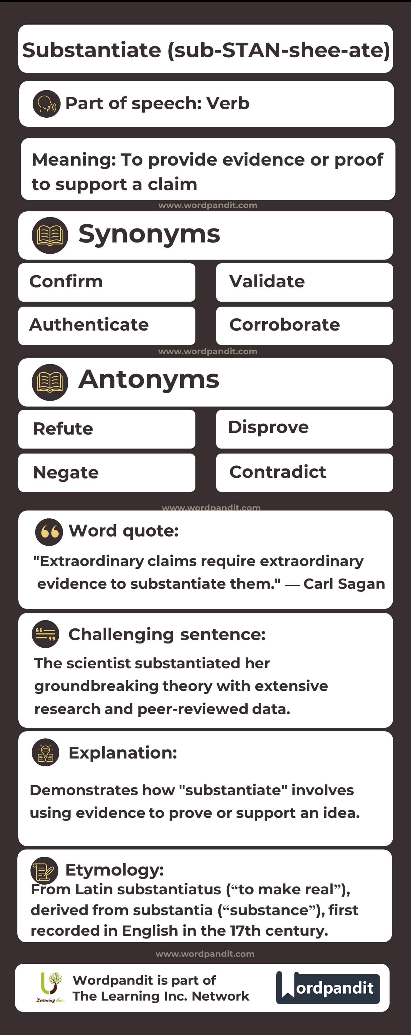 Substantiate Flashcard