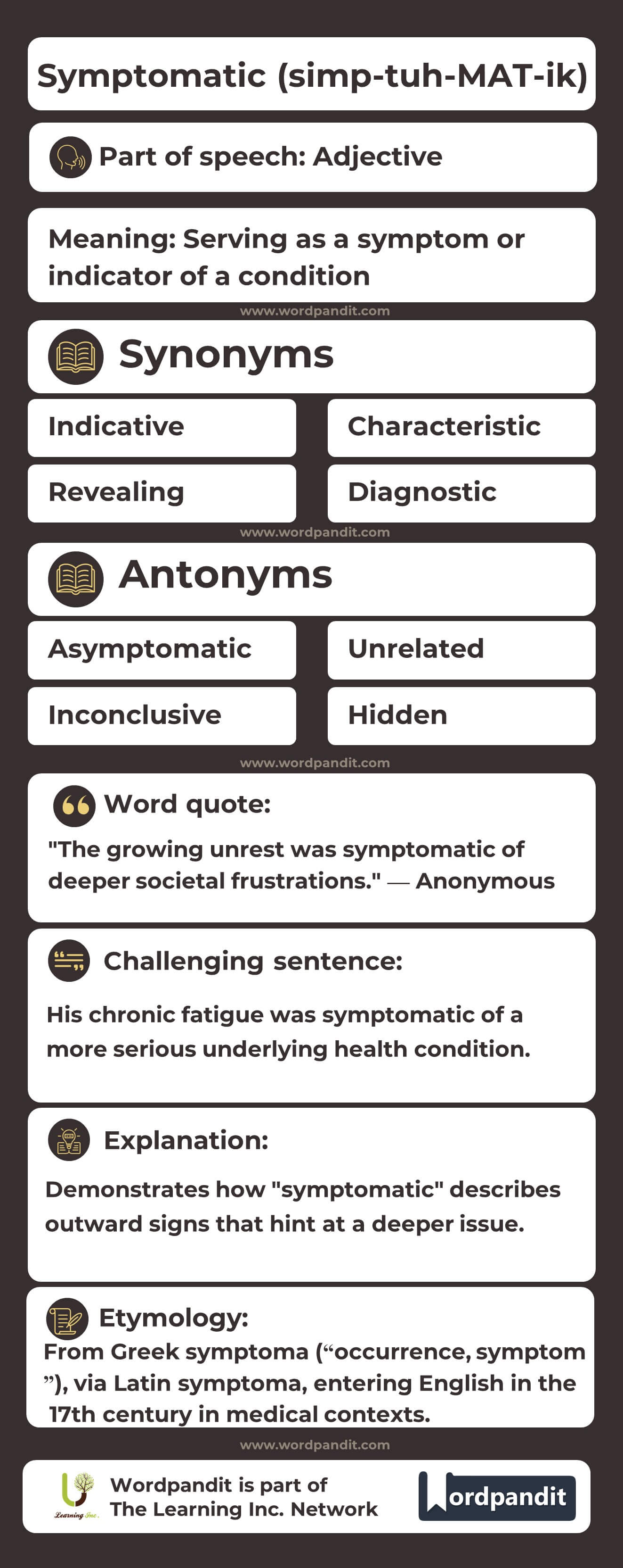 Symptomatic Flashcard