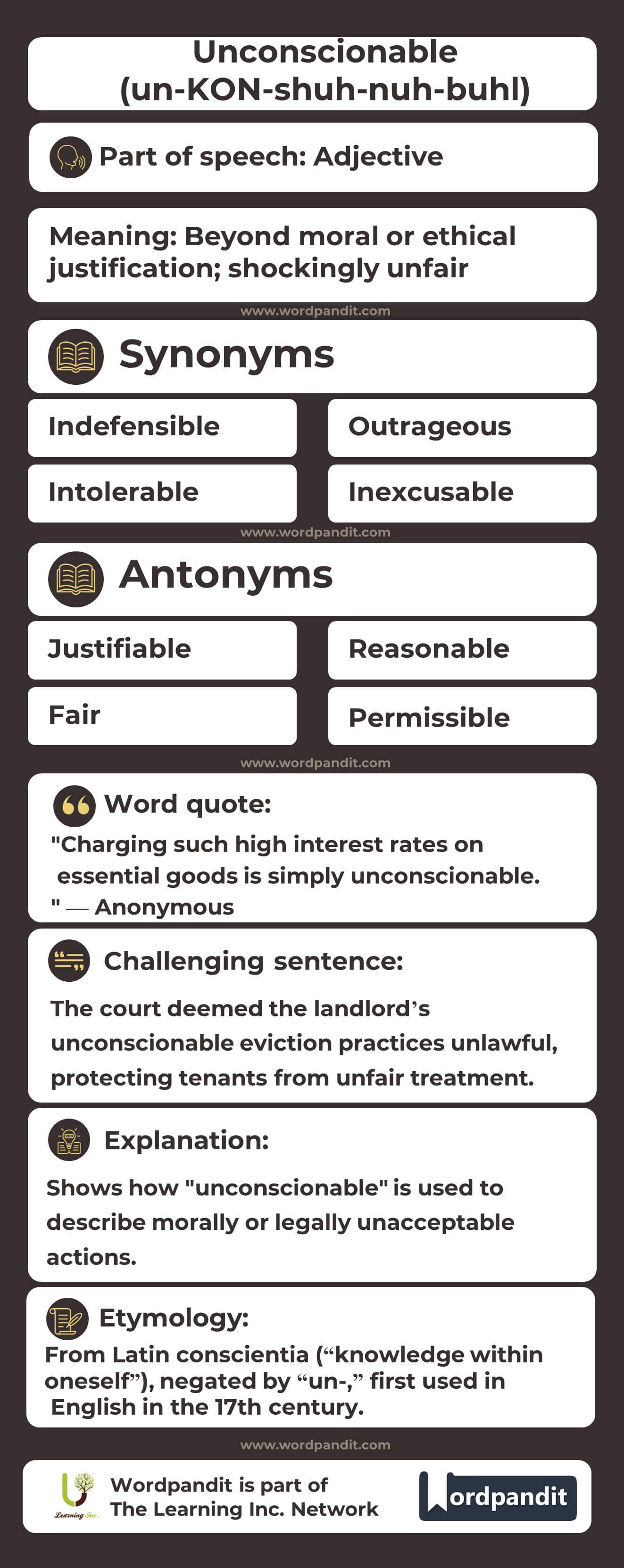 Unconscionable Flashcard