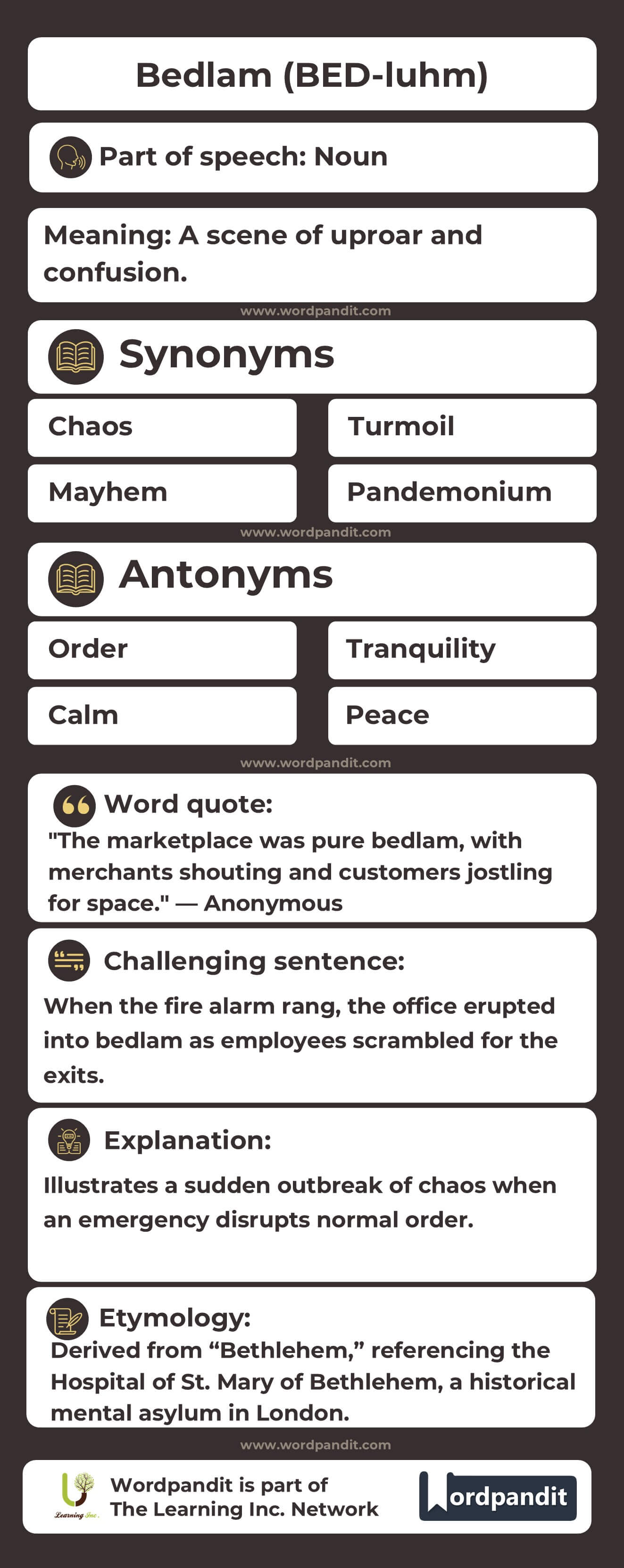 Bedlam Flashcard