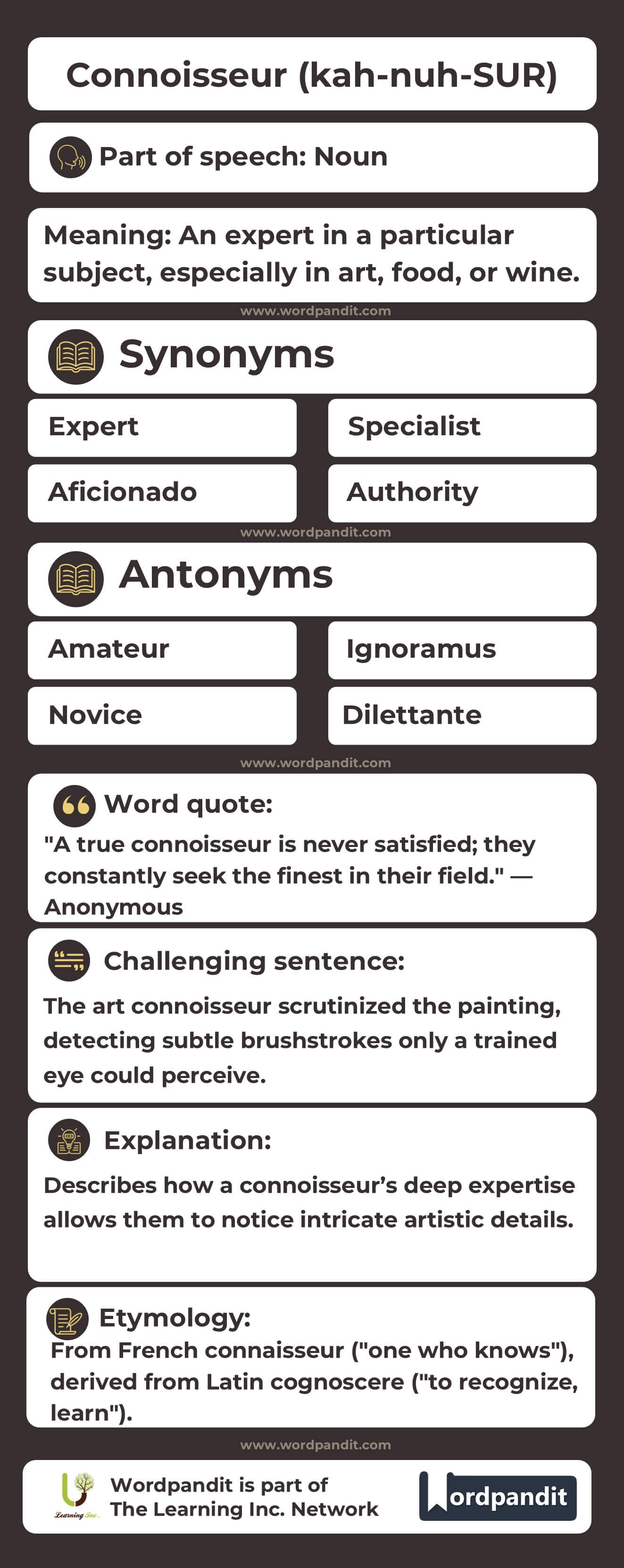 Connoisseur Flashcard