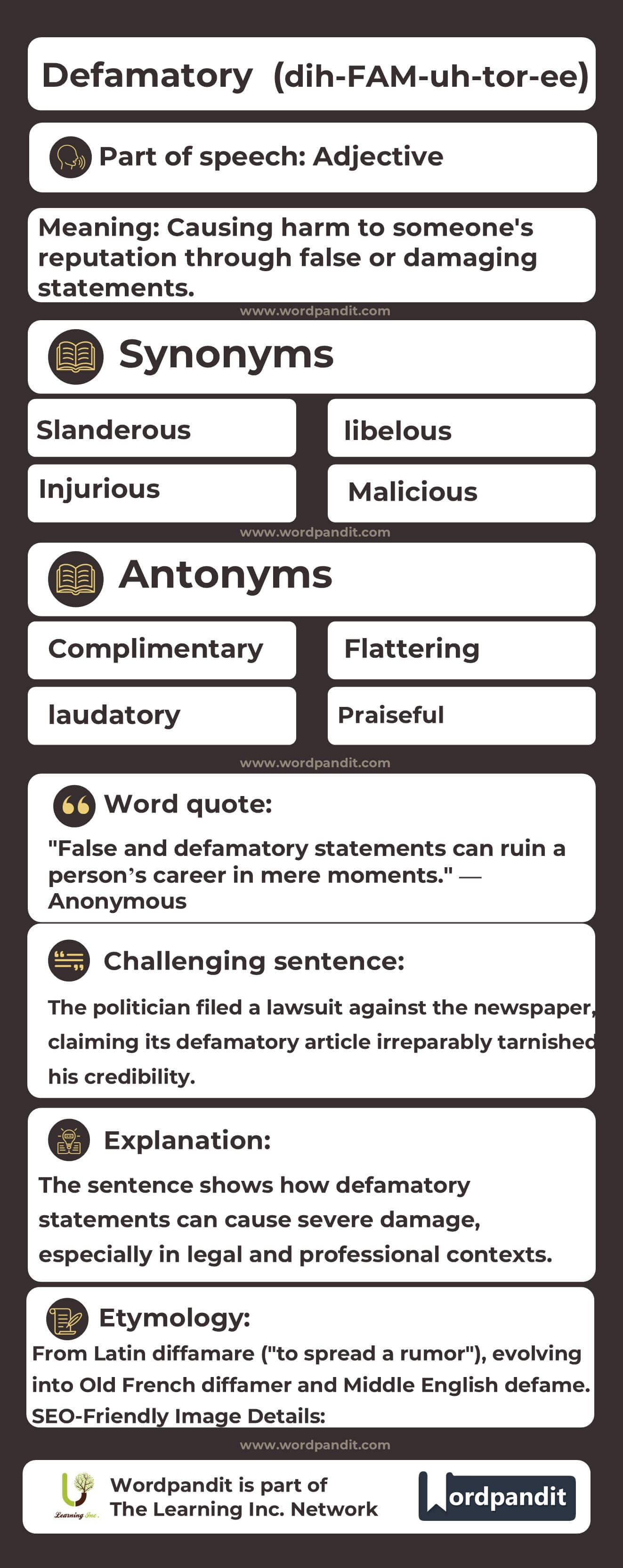 Defamatory Flashcard