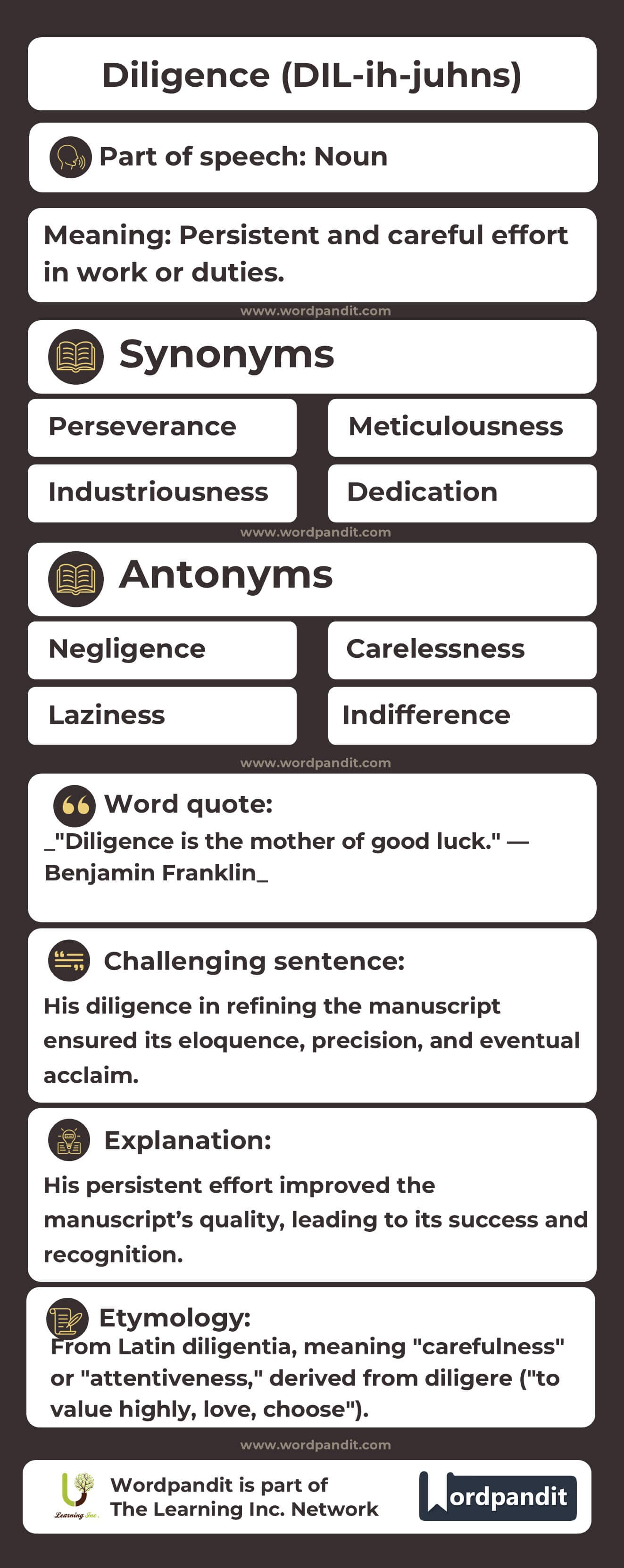 Diligence Flashcard