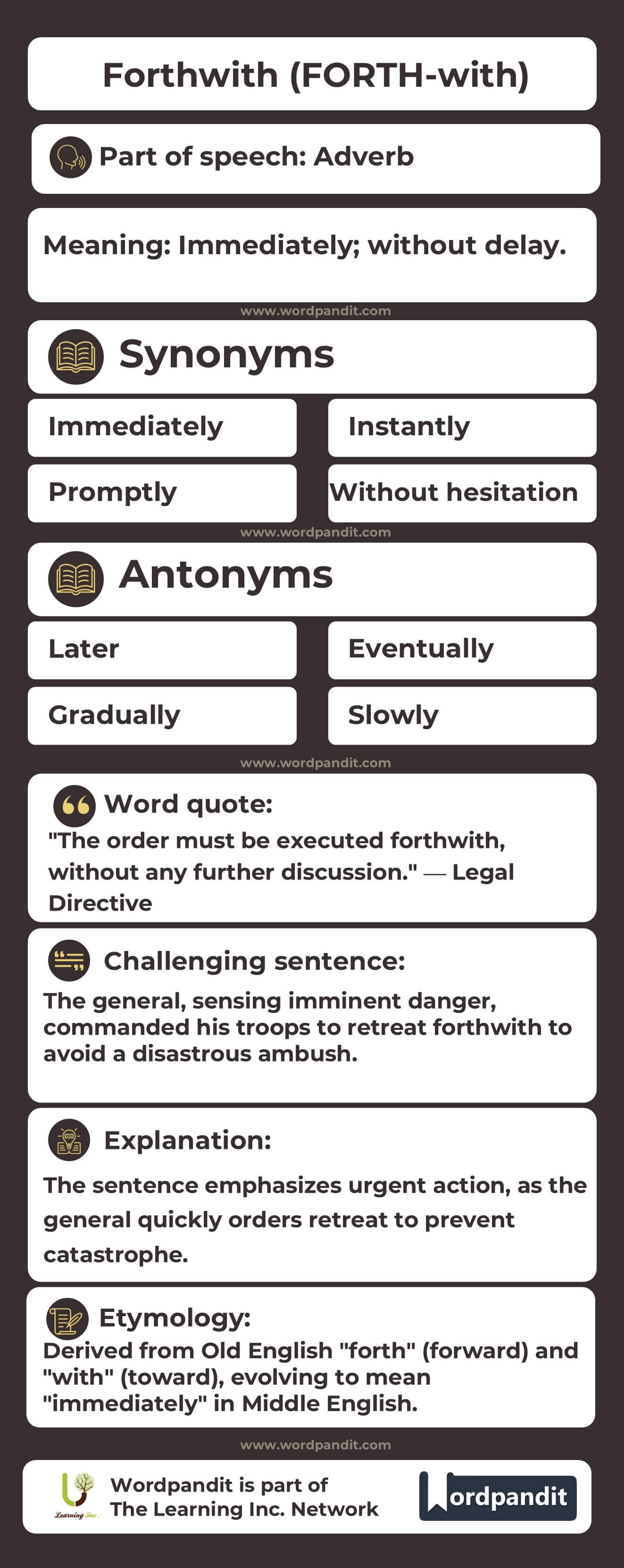 Forthwith Flashcard