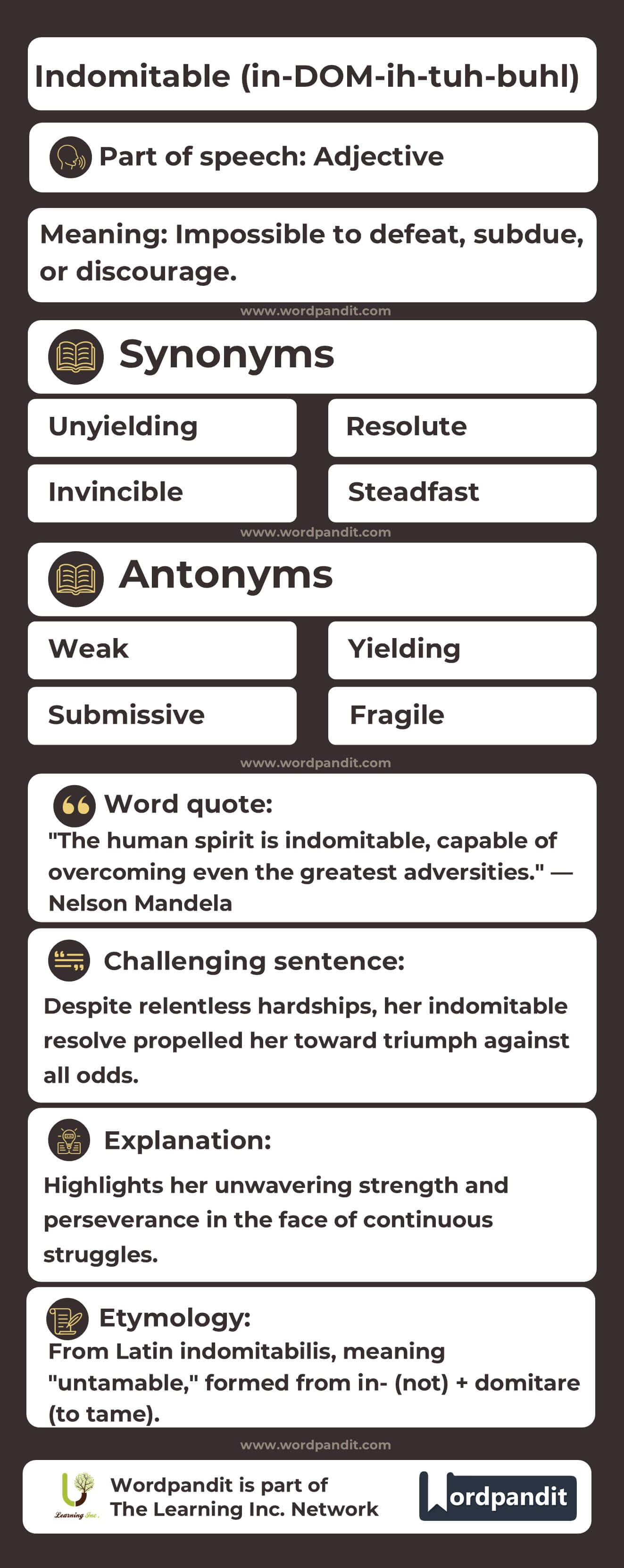 Indomitable Flashcard