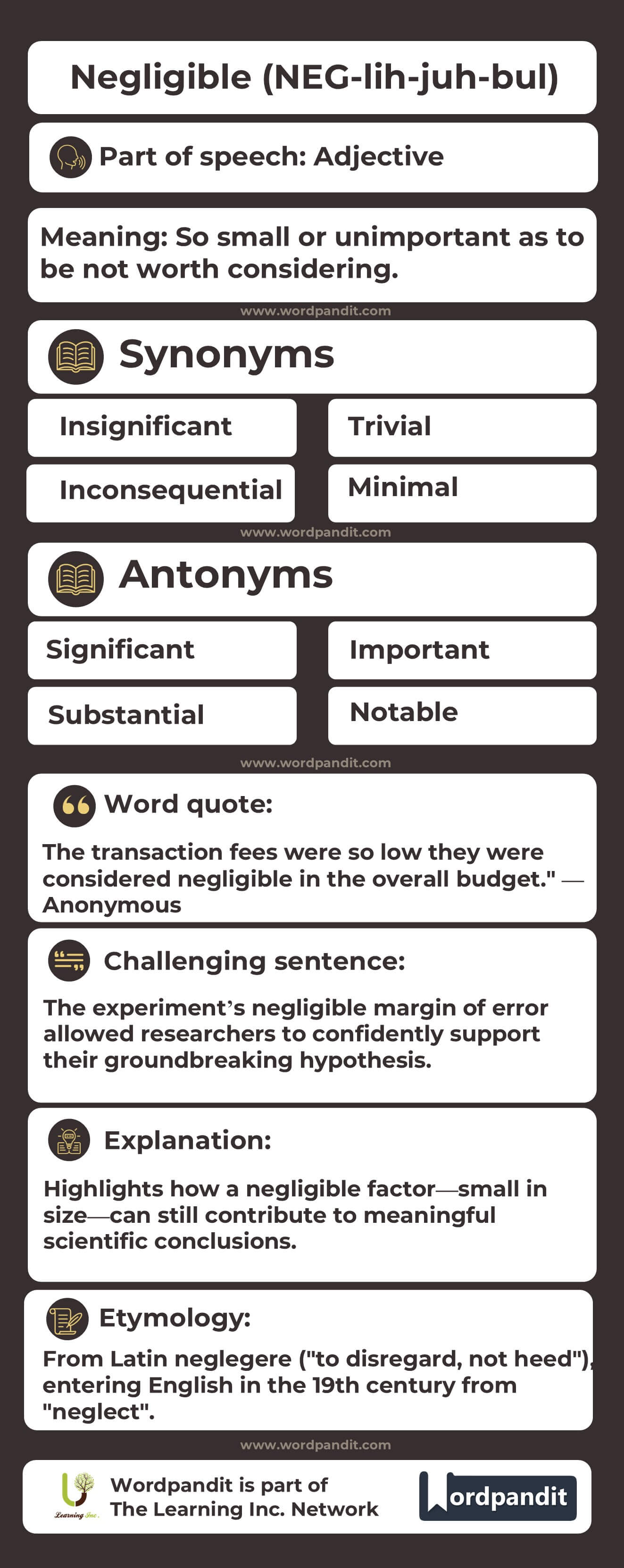 Negligible Flashcard