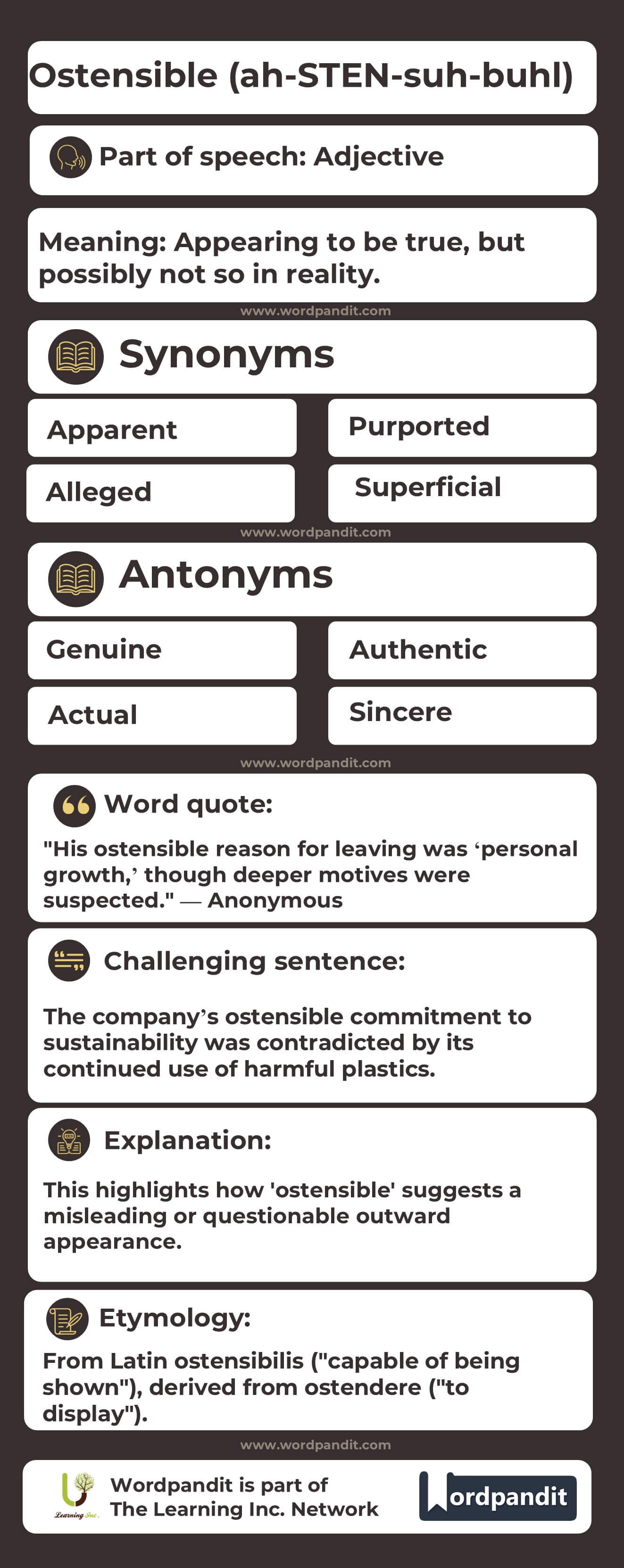 Ostensible Flashcard