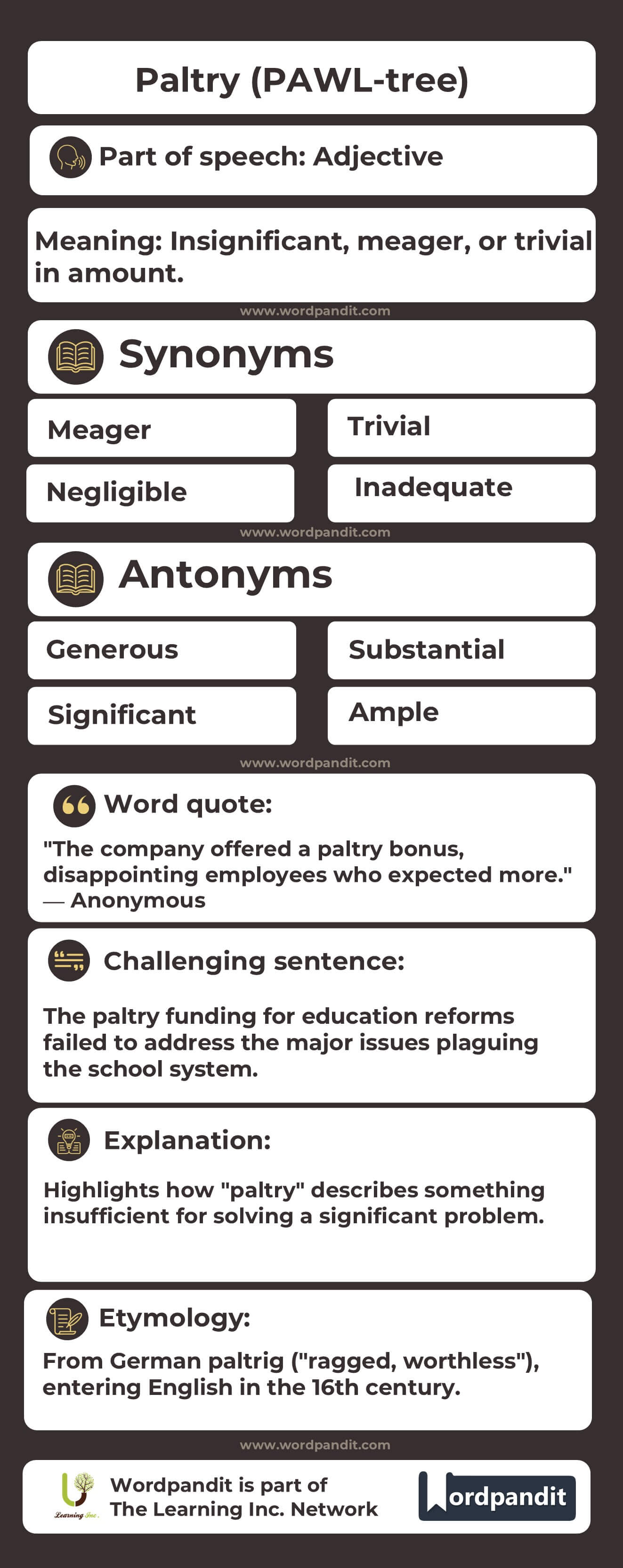 Paltry Flashcard