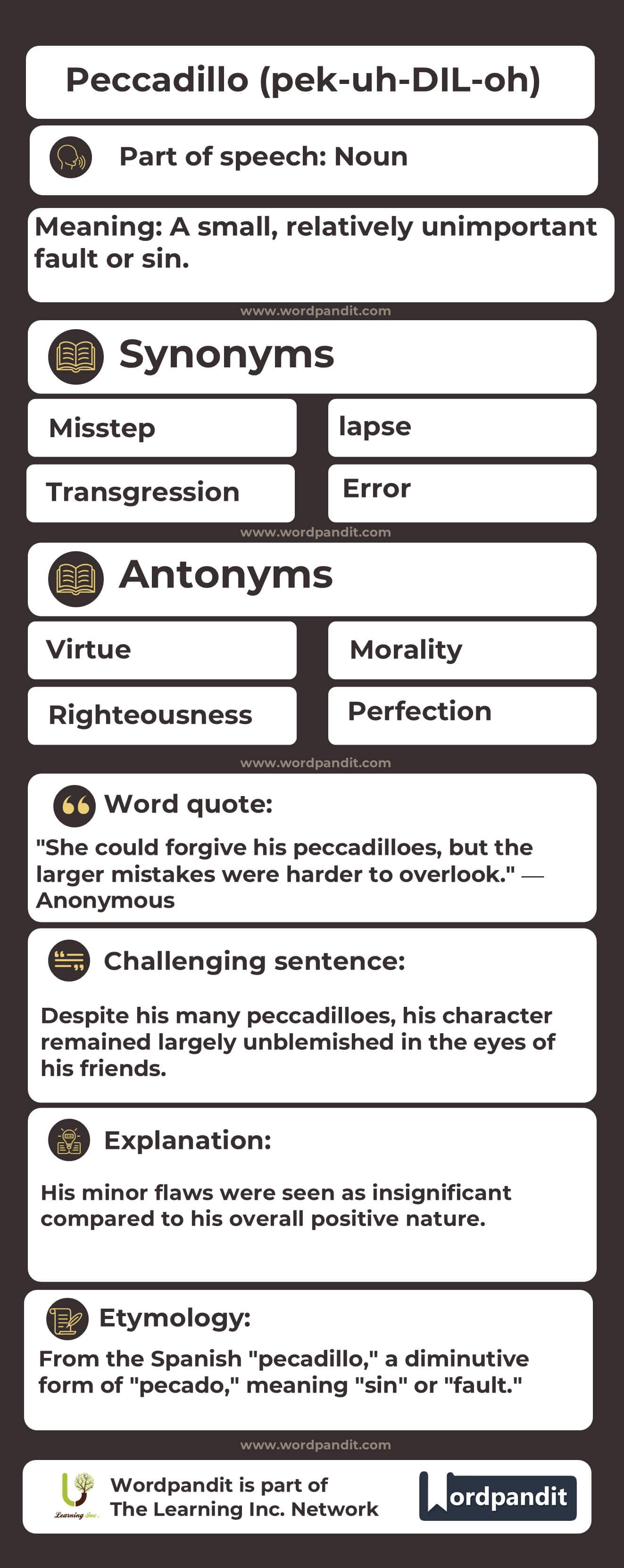 Peccadillo Flashcard