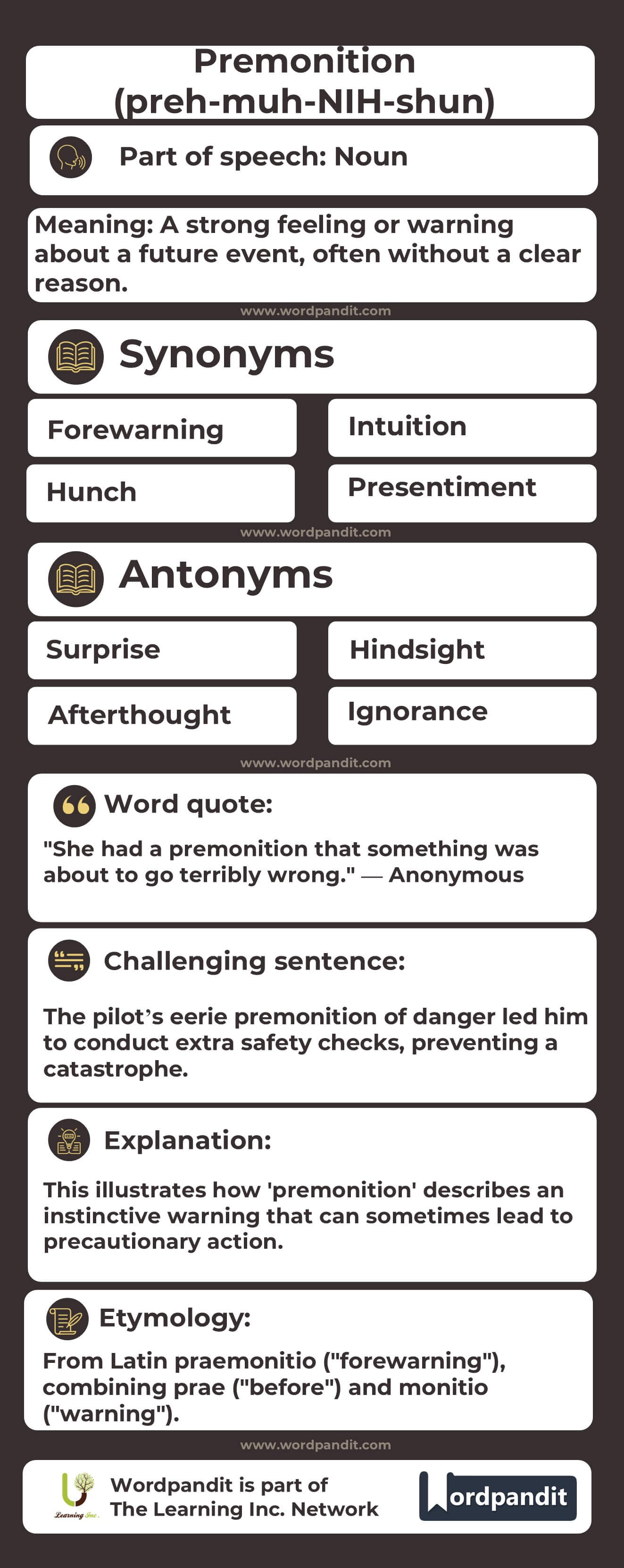 Premonition Flashcard