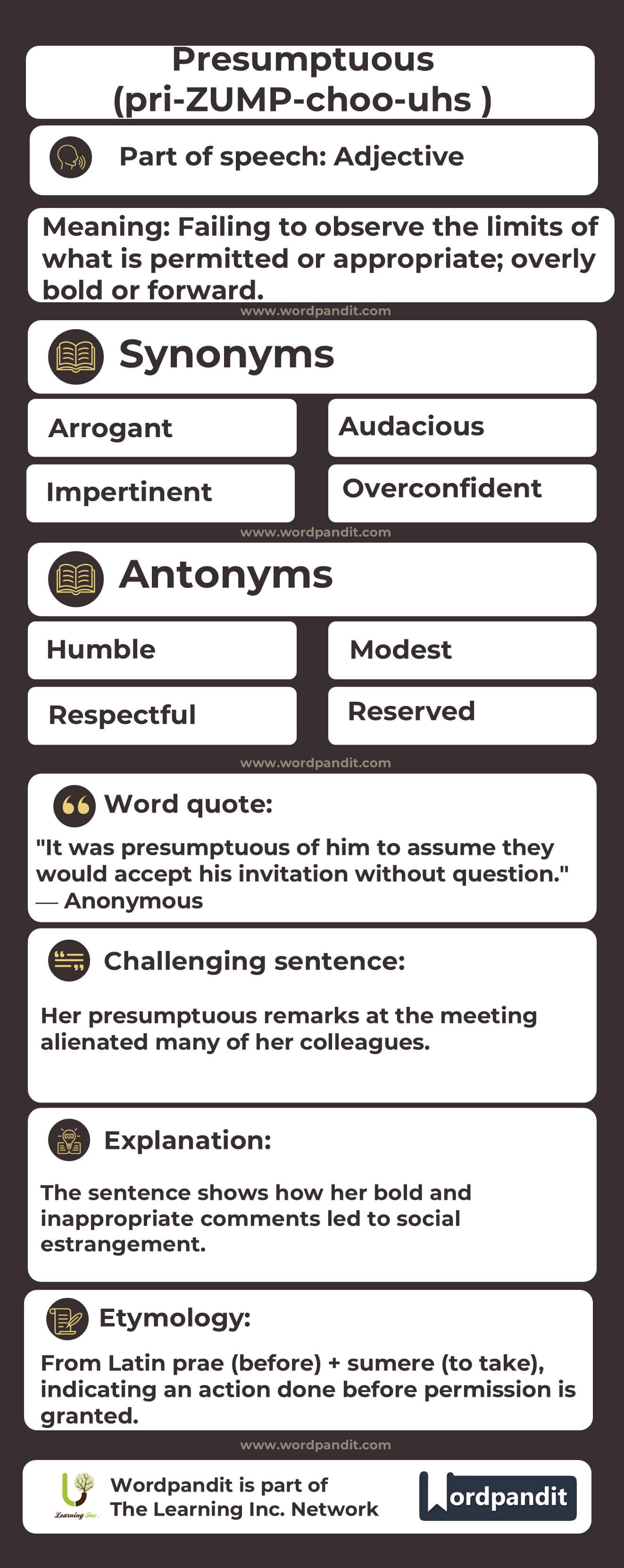 Presumptuous Flashcard