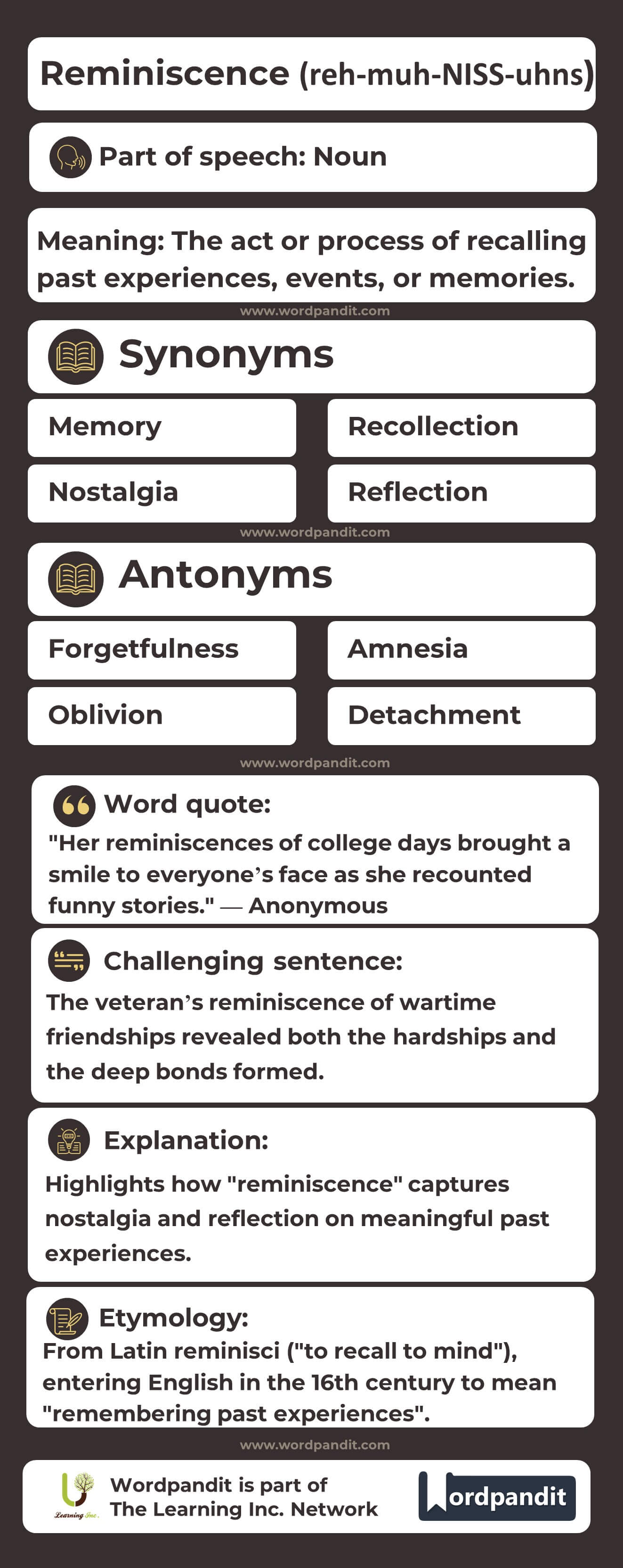 Reminiscence Flashcard