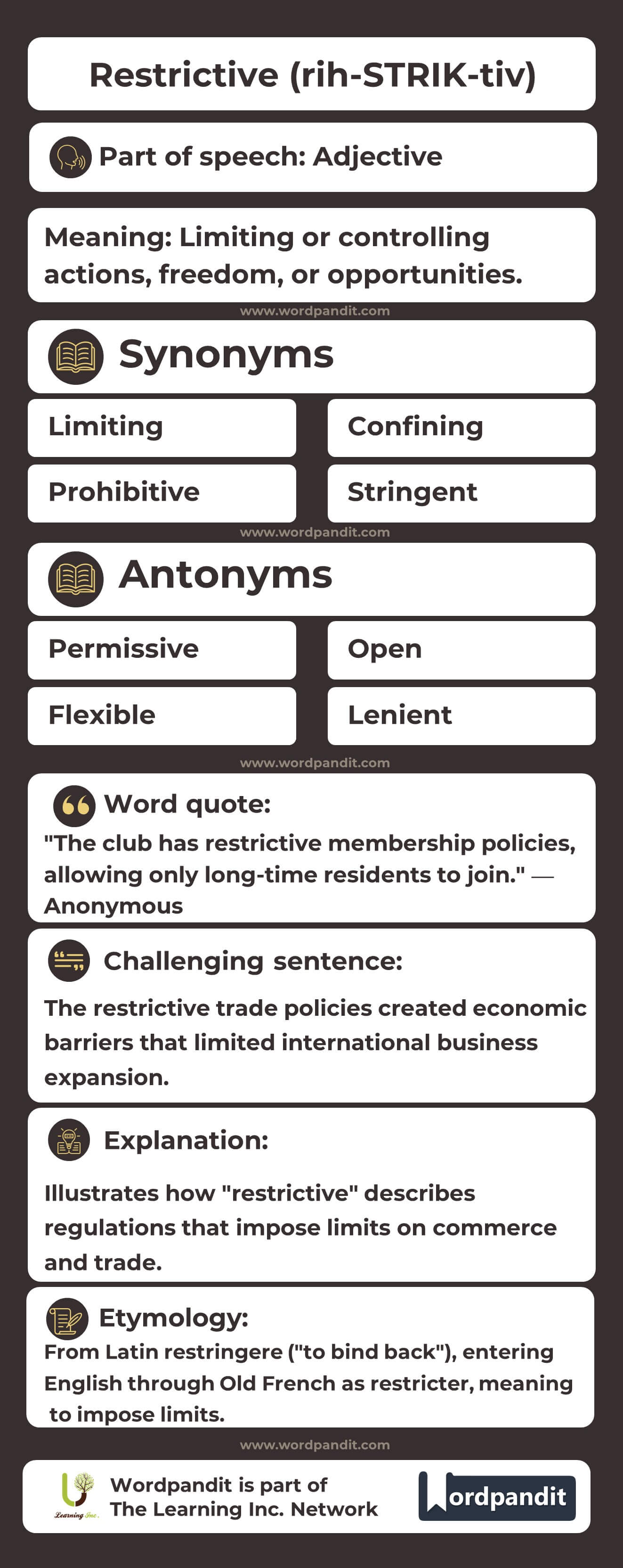 Restrictive Flashcard